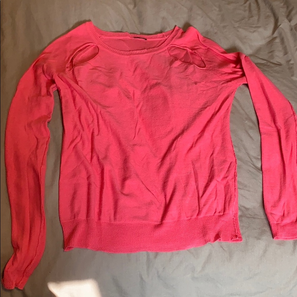 Pink Knit Cutout Sweater